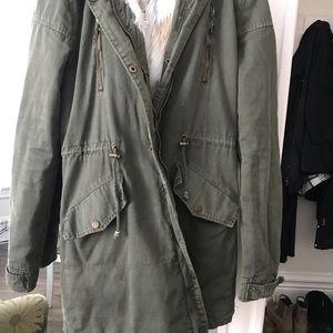 Army green faux fur coat